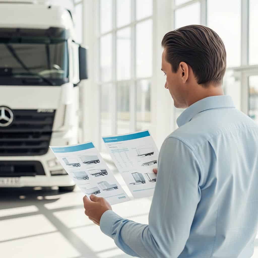 A person reviewing trailer options and comparing budget considerations