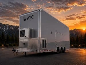Enclosed ATC Car Trailer 2027 28ft. Aluminum Stacker ROM 750S w/18ft. Tiltable Lift & Lifetrac Options Added 7250