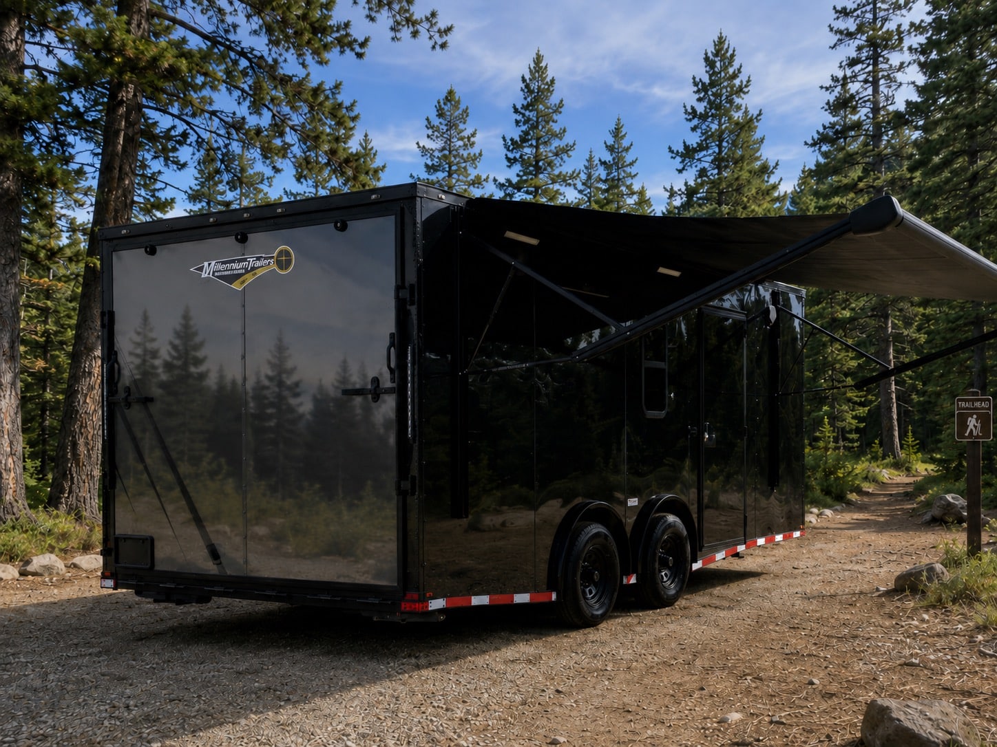 Used Enclosed Trailer 2025 20ft. w/Large Full Bathroom A/C Finished Interior & Electric Awning 0389